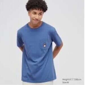 Disney Uniqlo Unisex Shirt Navy Blue Mickey Mouse Embroidered T Size Medium
